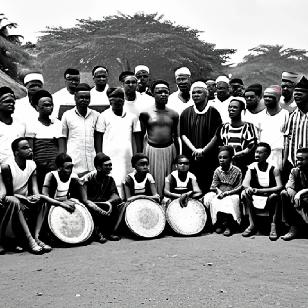 비아프라 독립운동과 국제 사회 반응 - **Prompt 1: Historical Depiction**
    *   "A somber historical scene depicting a gathering of Igbo ...