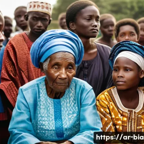 비아프라 전쟁과 현대 나이지리아 정치 - **Prompt:** A solemn yet hopeful gathering of diverse Nigerians, spanning multiple generations. An e...