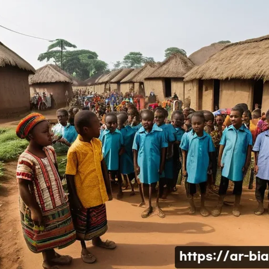 비아프라 독립운동 - **Prompt 1: "The Dawn of Biafra's Hope"**
    A vibrant scene depicting a gathering of Igbo people i...