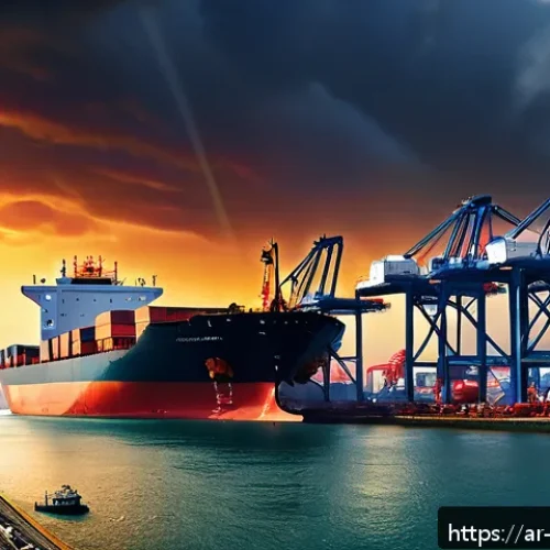 Home 32 비아프라 전쟁과 석유 수출 영향 - A detailed digital painting of a bustling Middle Eastern oil export port during a geopolitical confl...